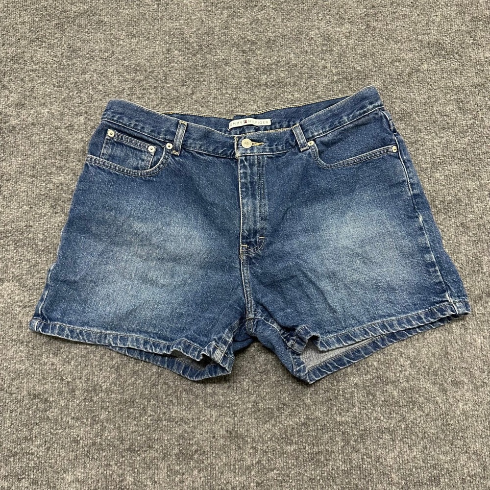 Tommy Hilfiger Denim Shorts Womens Size 14 Blue Cotton Classic Logo Medium Wash